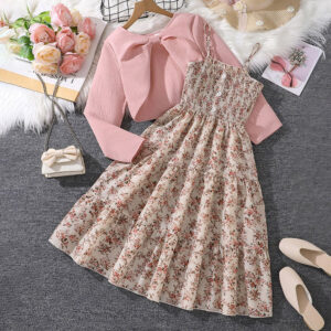 Stylish Baby Girl Pink Casual Dress Set